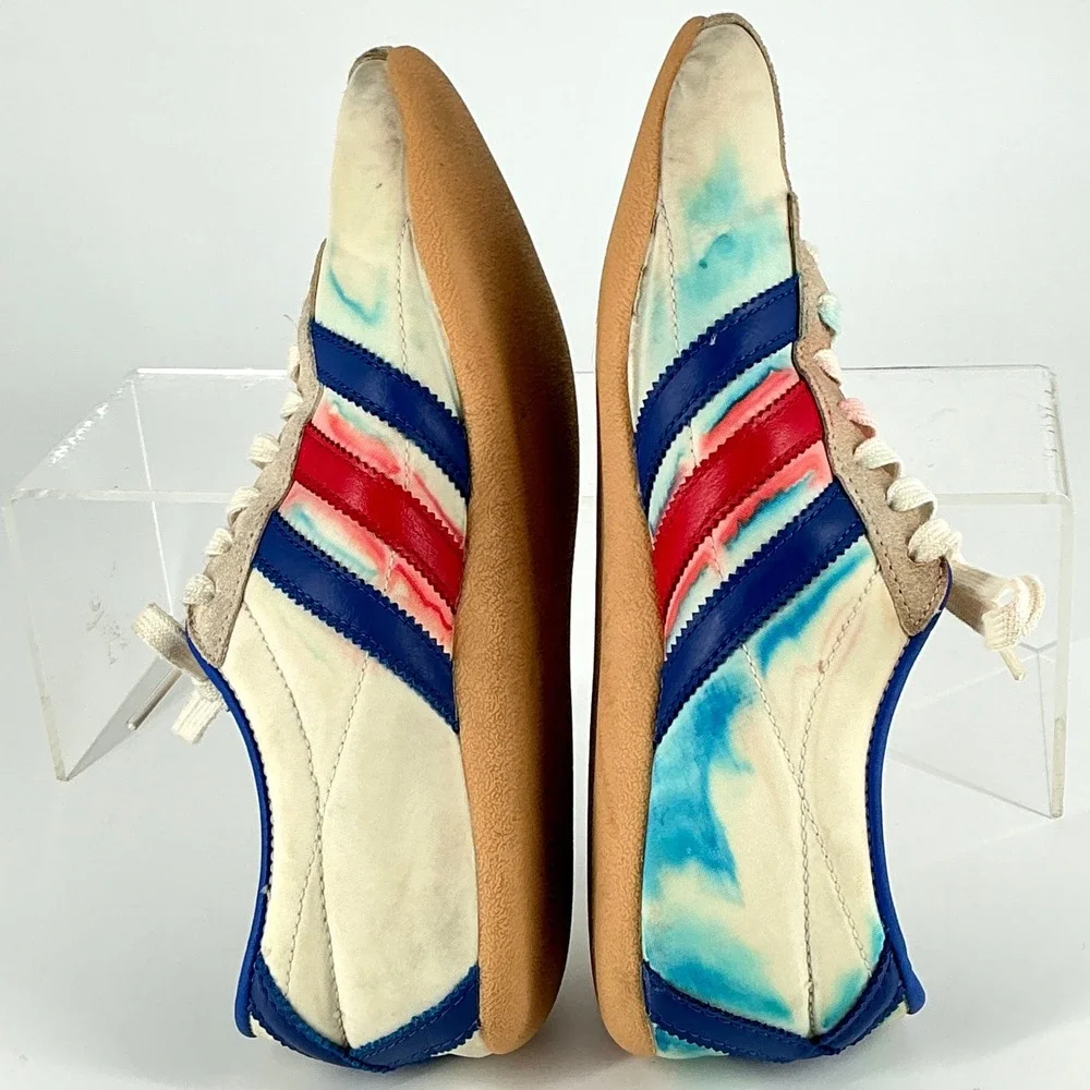 Adidas Tokyo Mens 7.5 RARE White Blue Red Tie Dye Watercolor Low Top Sneakers